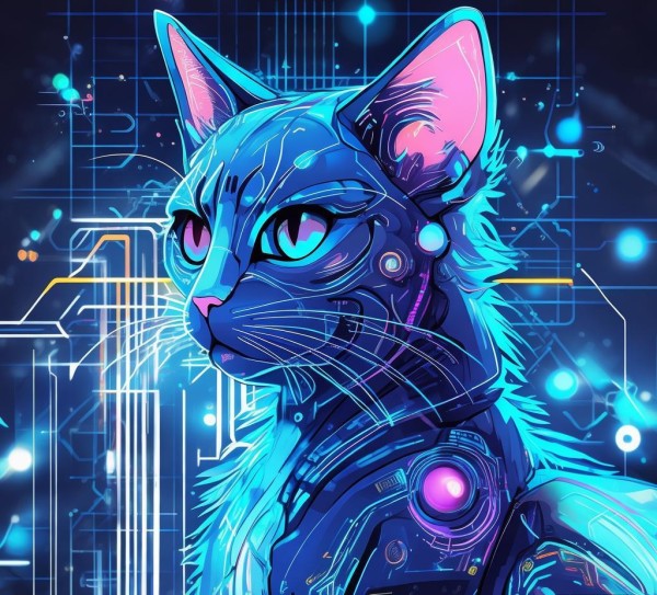 二次元科技风动态蓝猫壁纸，科技与二次元融合的视觉新体验