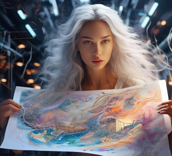 科技与未来创新，美女人物手抄报中的创意融合